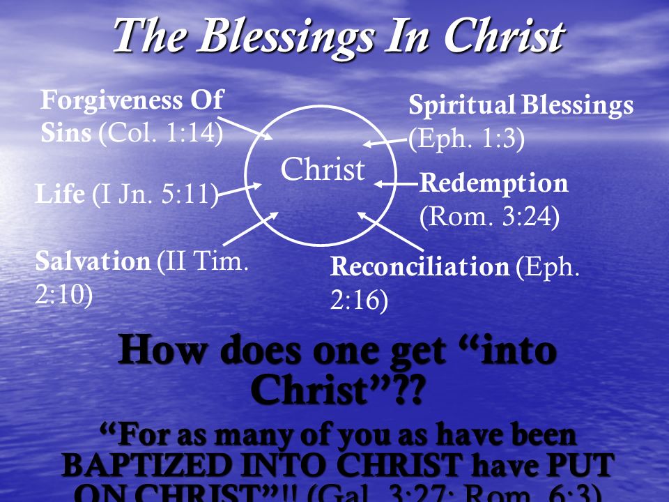 The Blessings In Christ How does one get into Christ .