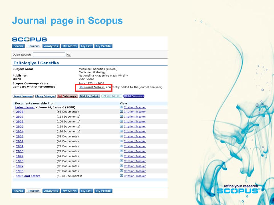 Journal page in Scopus