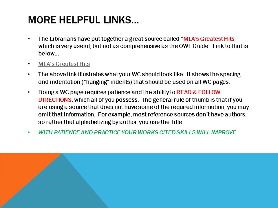 works cited tips links and samples of works cited entries ppt work cited pages