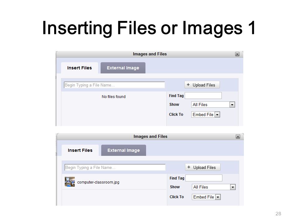 Inserting Files or Images 1 28