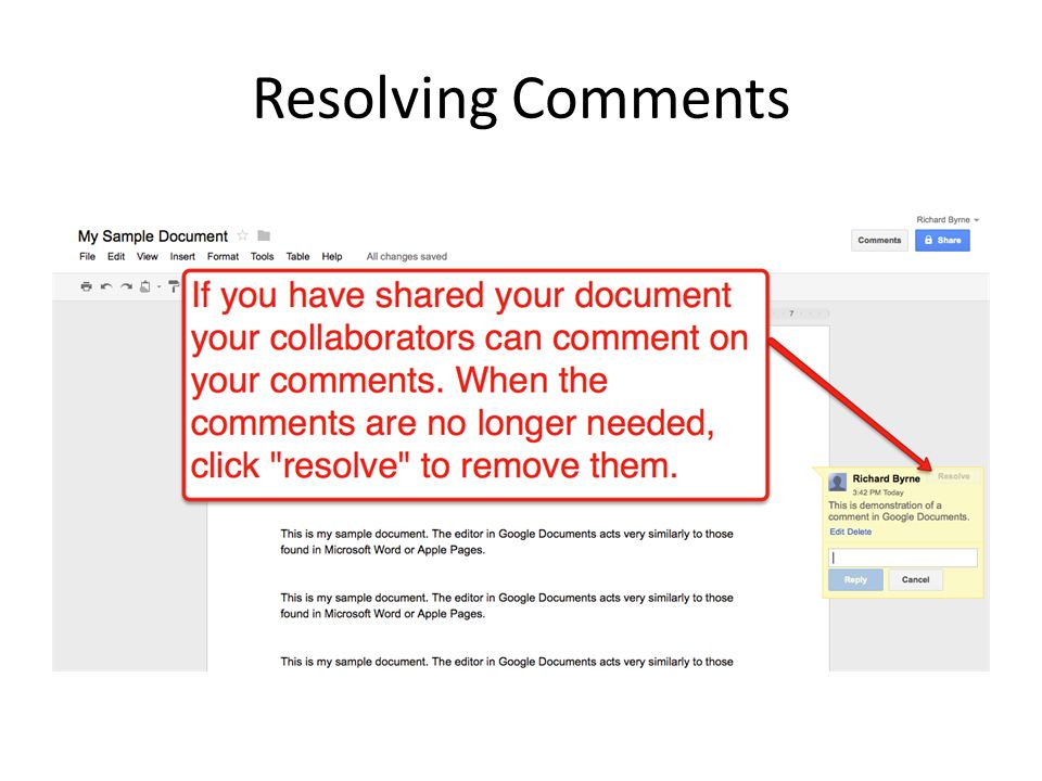 Resolving Comments