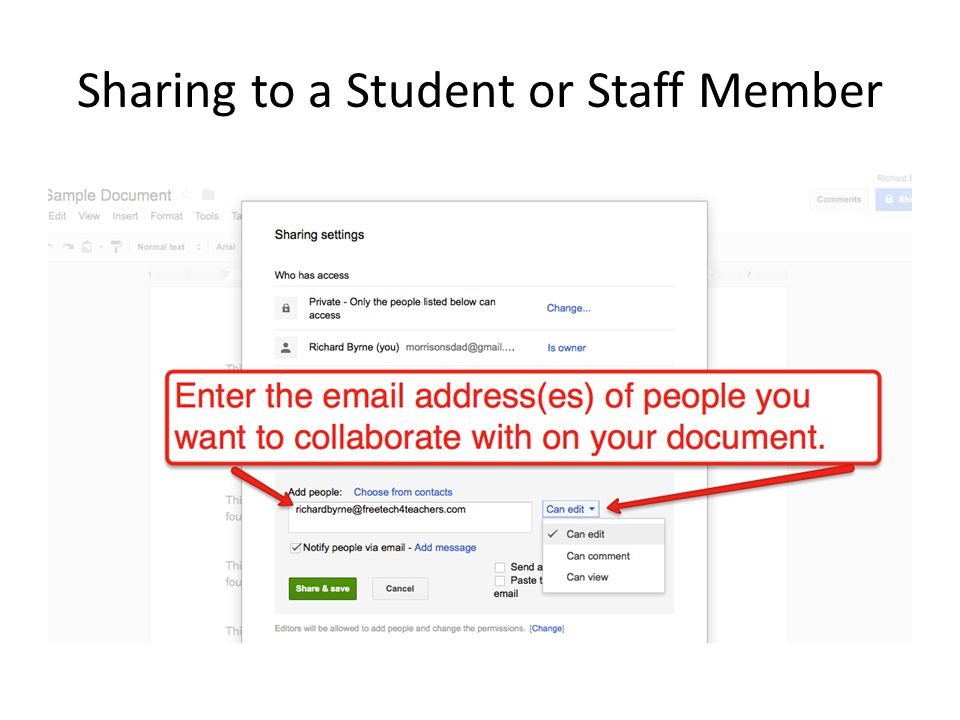 Sharing to a Student or Staff Member
