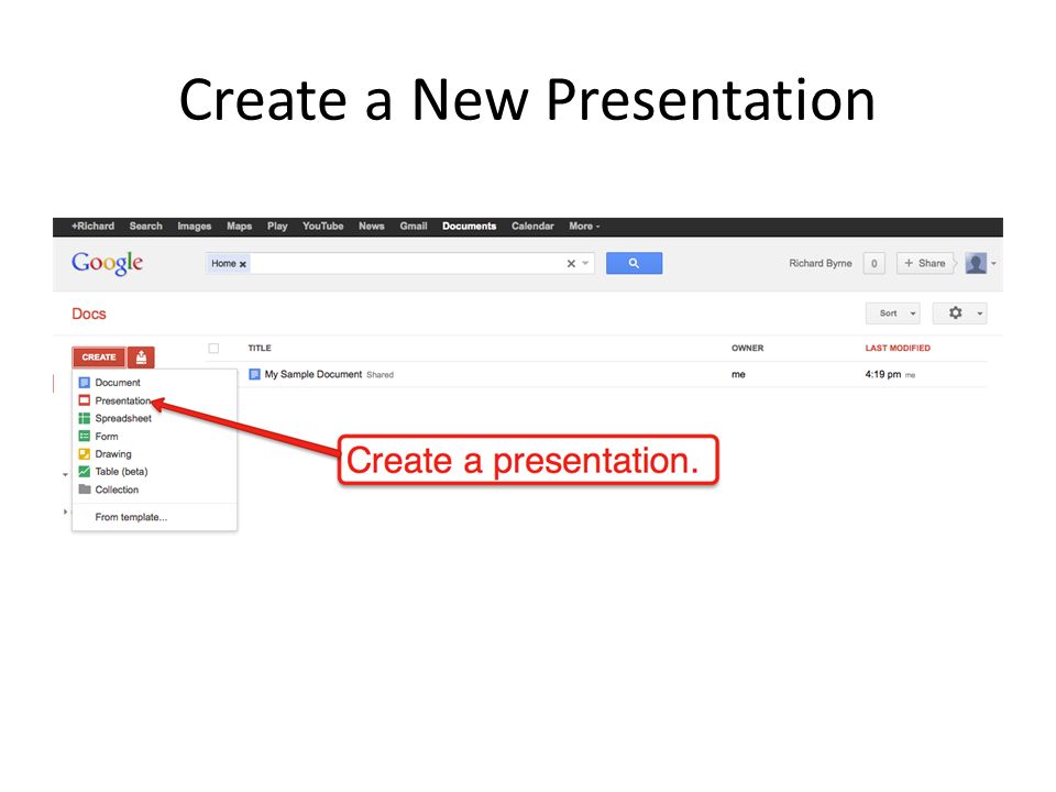 Create a New Presentation