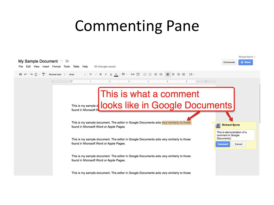 Commenting Pane