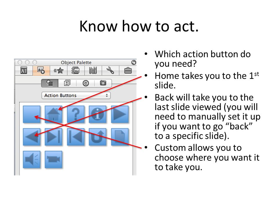 Know how to act. Which action button do you need.