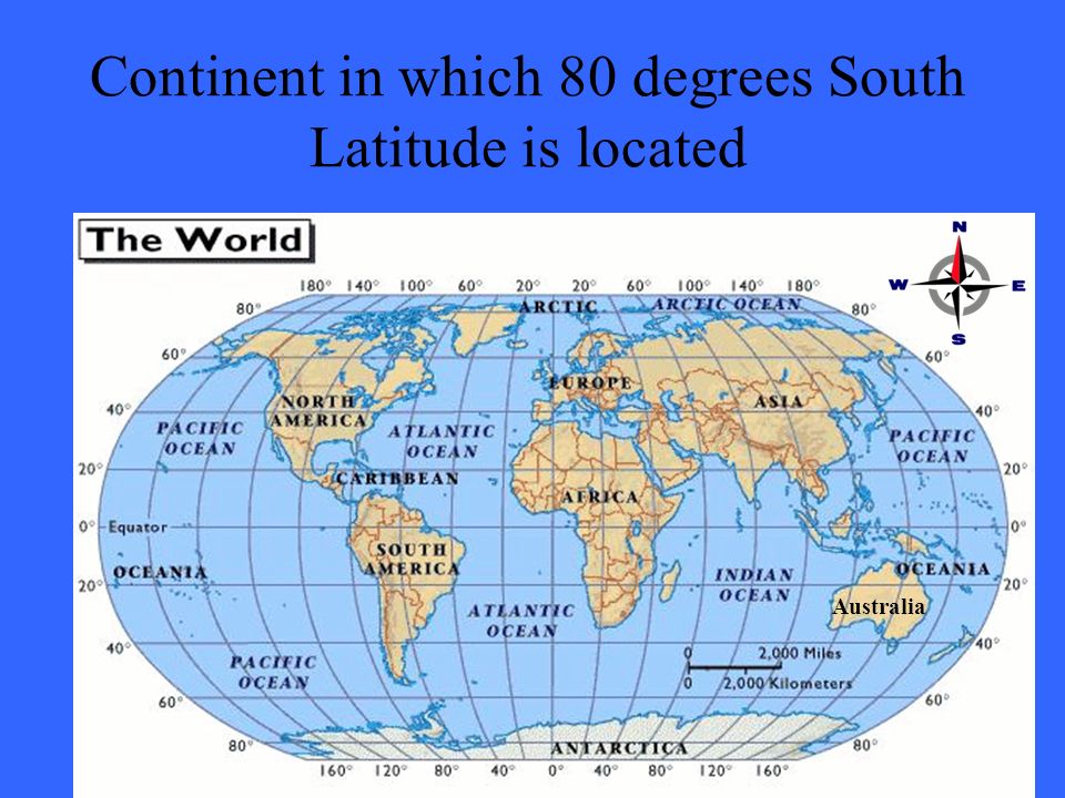Australia Continent in which 80 degrees South Latitude is located