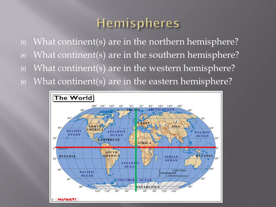  What continent(s) are in the northern hemisphere.