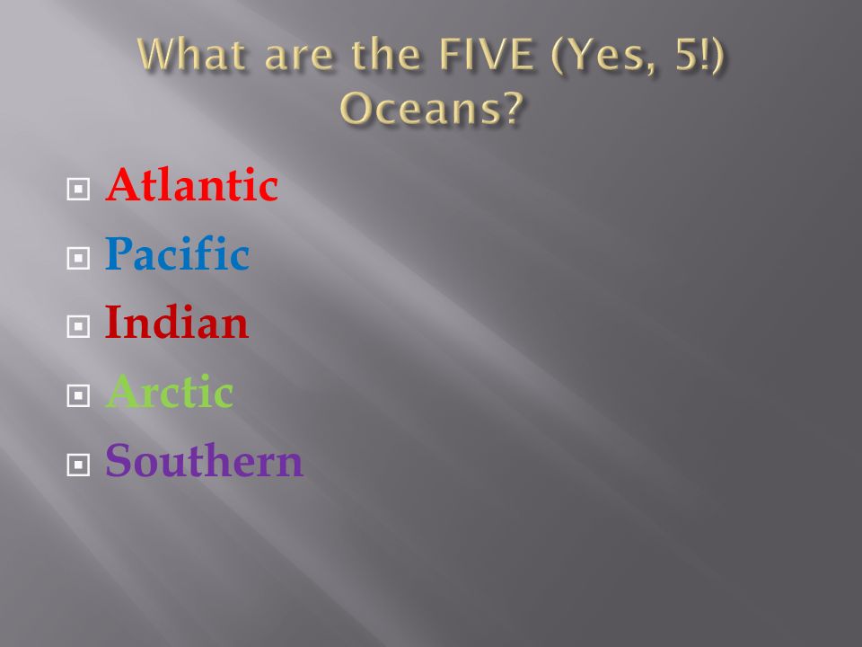  Atlantic  Pacific  Indian  Arctic  Southern
