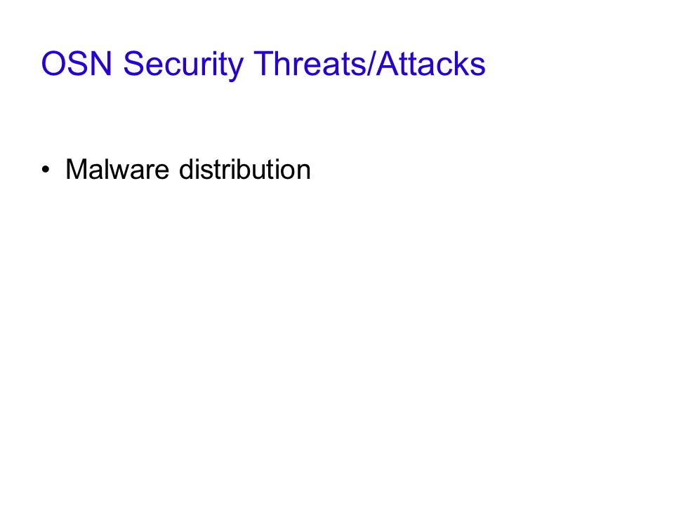 OSN Security Threats/Attacks Malware distribution