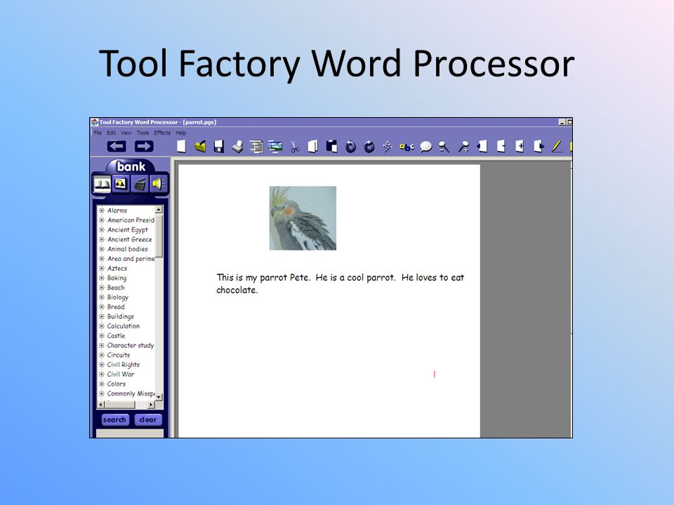 Tool Factory Word Processor