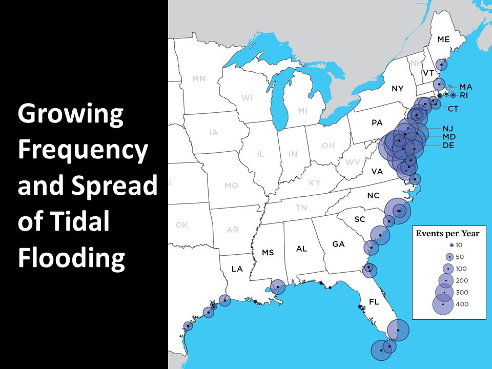Growing Frequency and Spread of Tidal Flooding