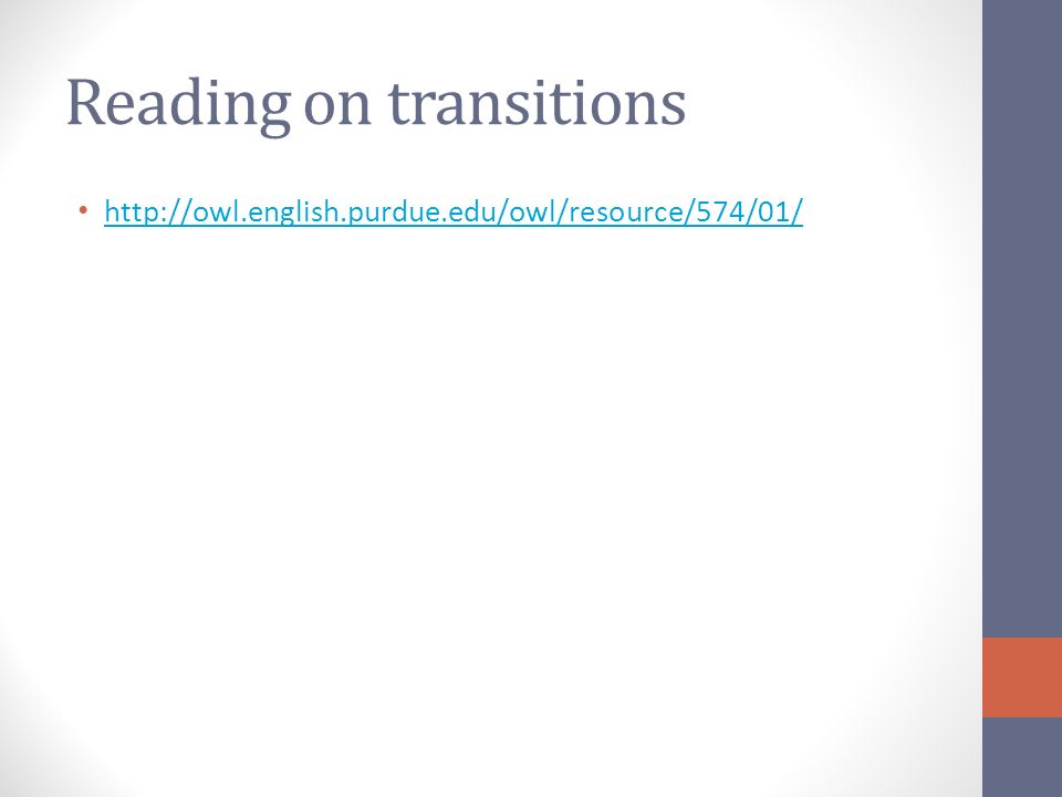 Reading on transitions