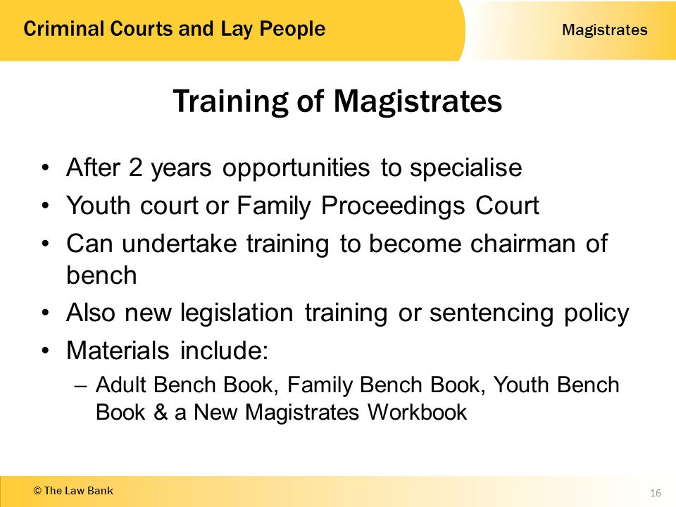 Magistrates Criminal Courts And Lay People C The Law Bank The