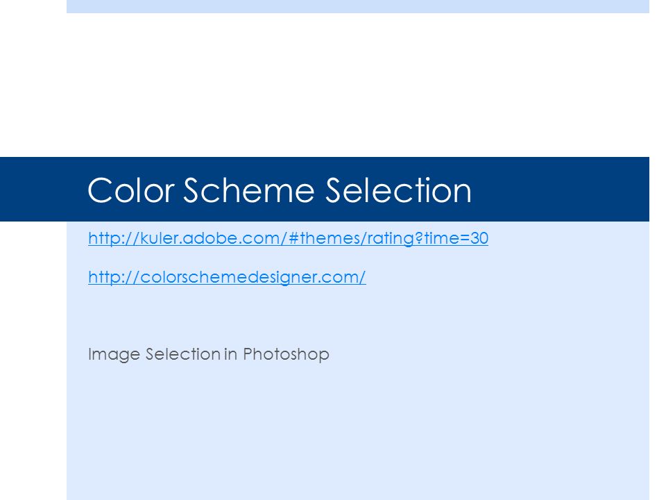 Color Scheme Selection   time=30   Image Selection in Photoshop