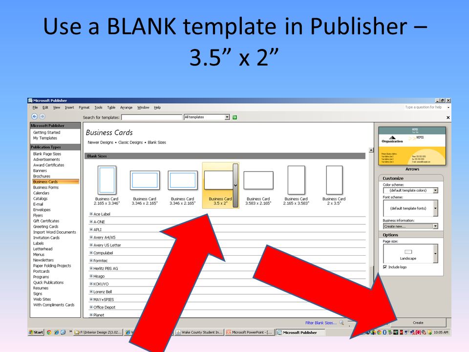 Use a BLANK template in Publisher – 3.5 x 2