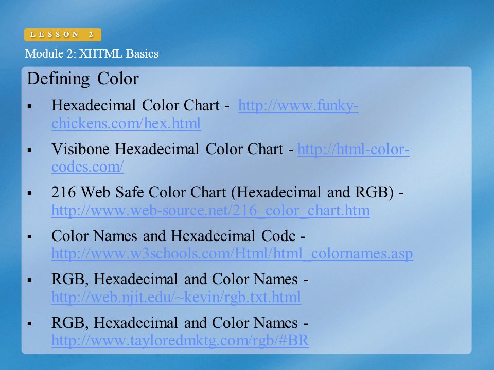 216 Web Safe Color Chart