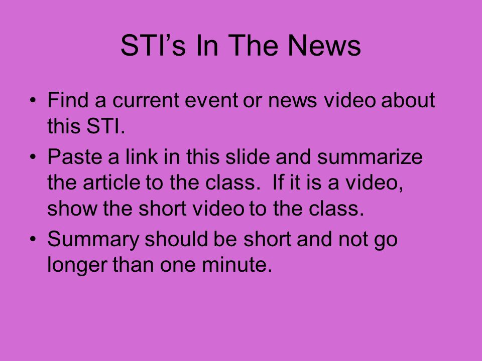STI’s In The News Find a current event or news video about this STI.