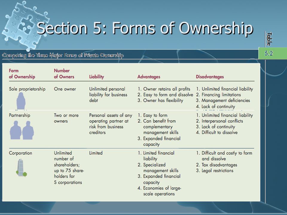 Section 5: Forms of Ownership