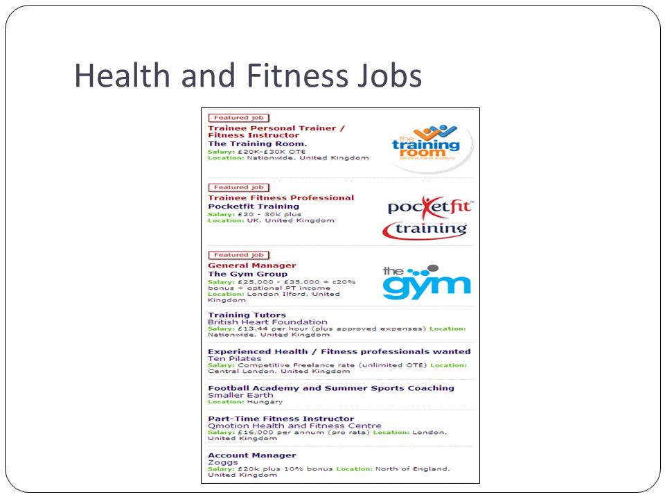 Health and Fitness Jobs