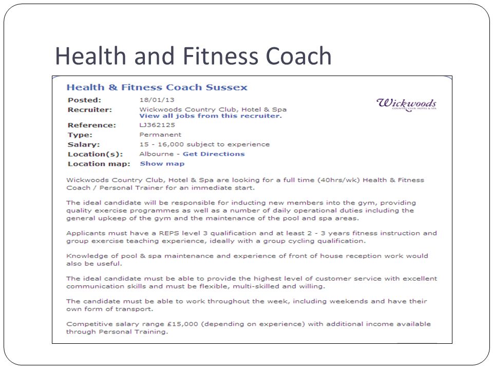 Health and Fitness Coach