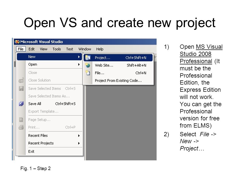 Intro To Mfc Open Vs And Create New Project 1 Open Ms Visual Studio 08 Professional It Must Be The Professional Edition The Express Edition Will Ppt Download