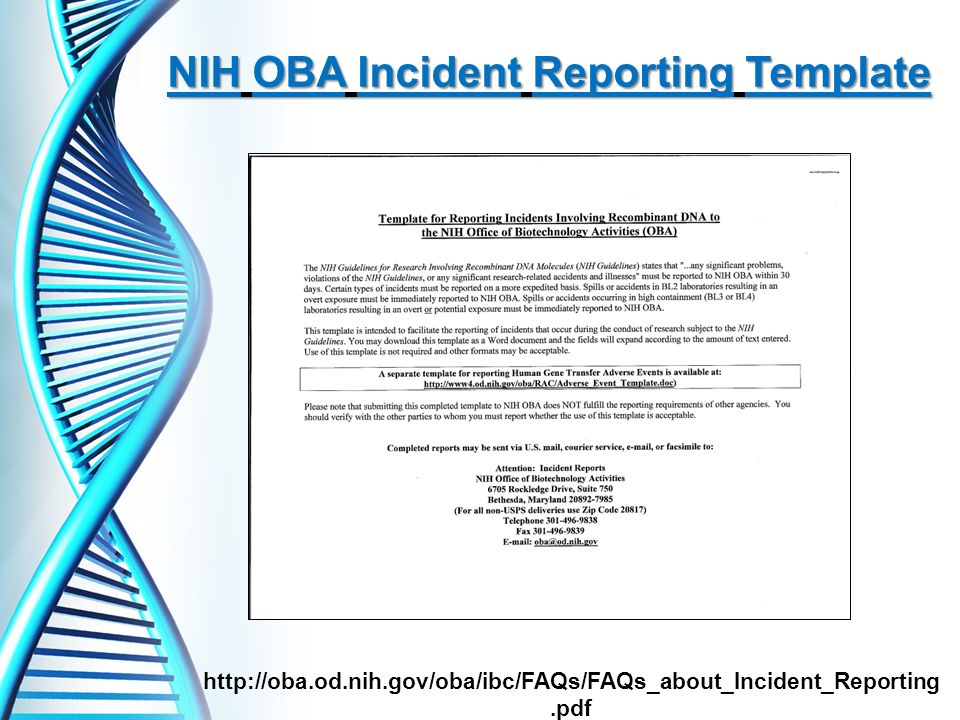 NIH OBA Incident Reporting Template