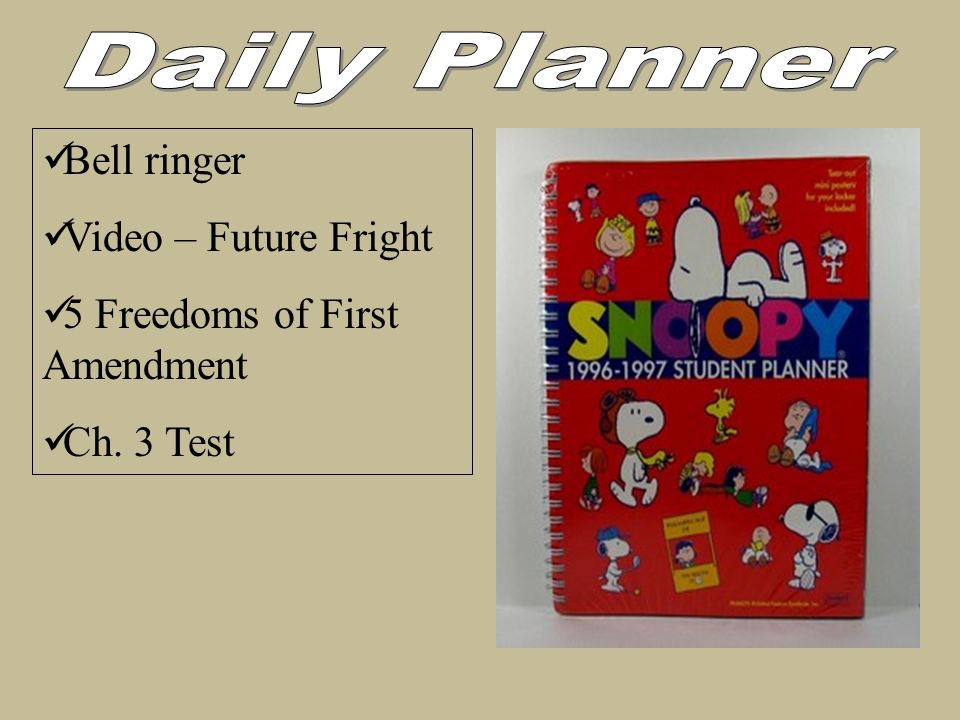 Bell ringer Video – Future Fright 5 Freedoms of First Amendment Ch. 3 Test