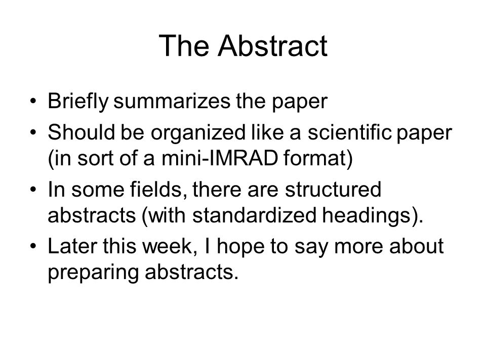 structured abstract format