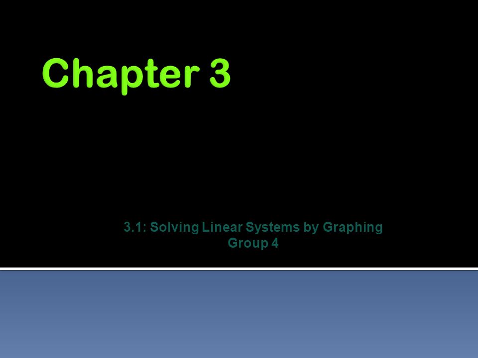 3.1: Solving Linear Systems by Graphing Group 4