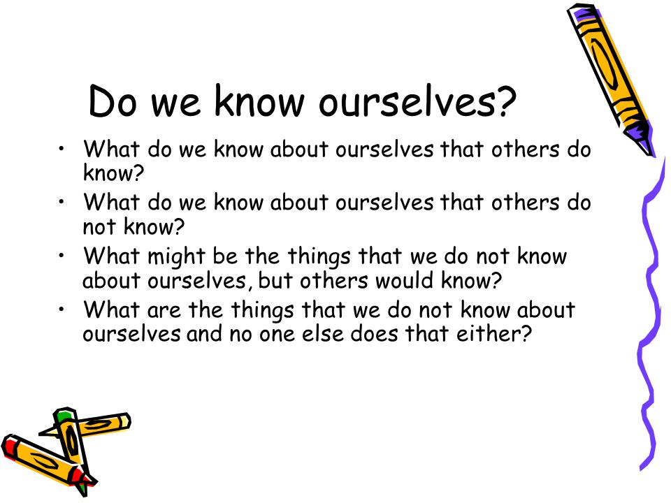 Do we know ourselves. What do we know about ourselves that others do know.