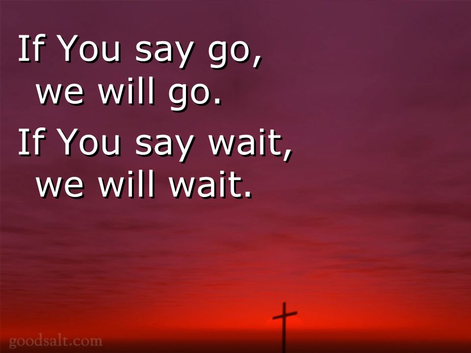 If You say go, we will go. If You say wait, we will wait.