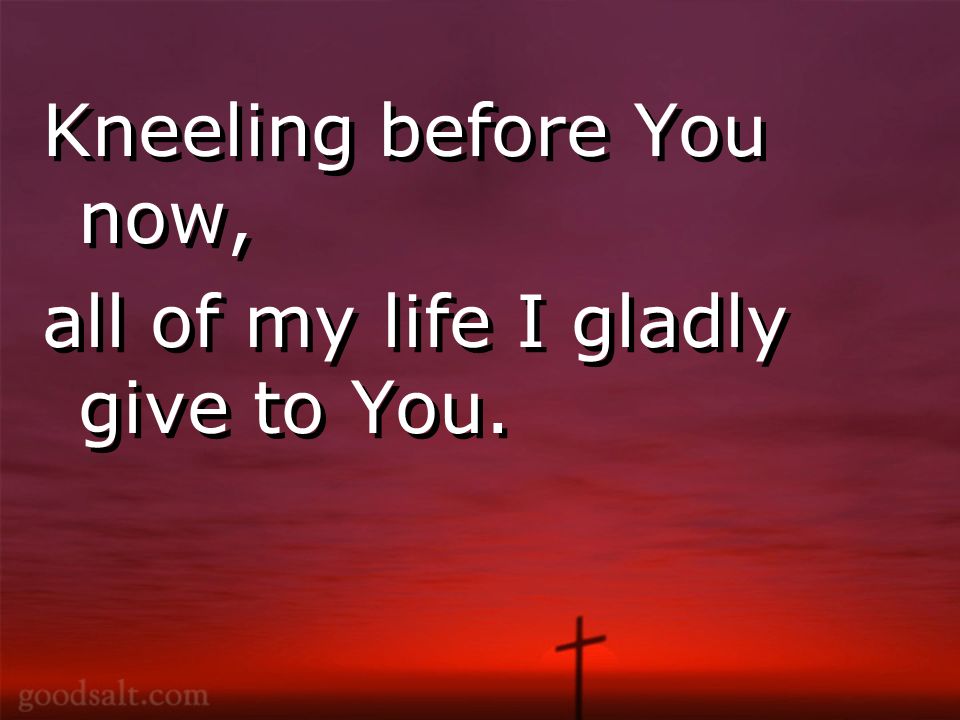 Kneeling before You now, all of my life I gladly give to You.