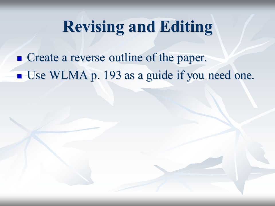 Create a reverse outline of the paper. Create a reverse outline of the paper.