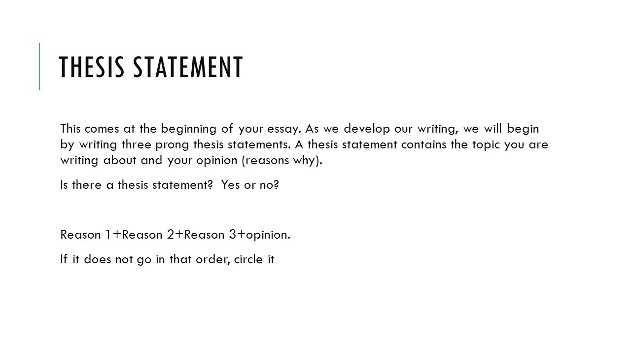 THESIS STATEMENT This comes at the beginning of your essay.