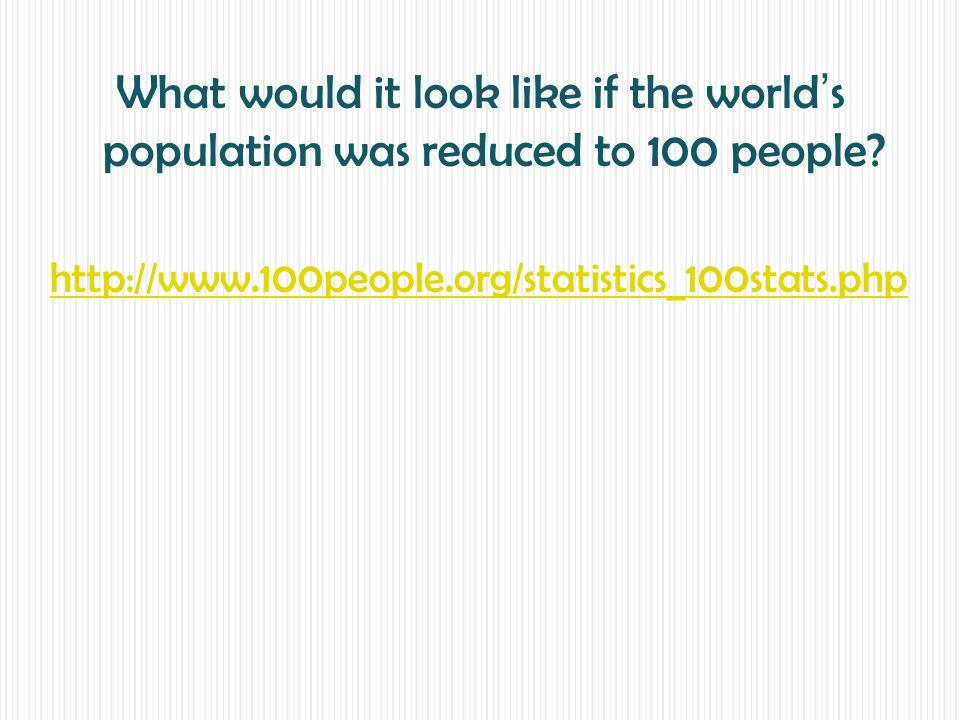 What would it look like if the world’s population was reduced to 100 people.