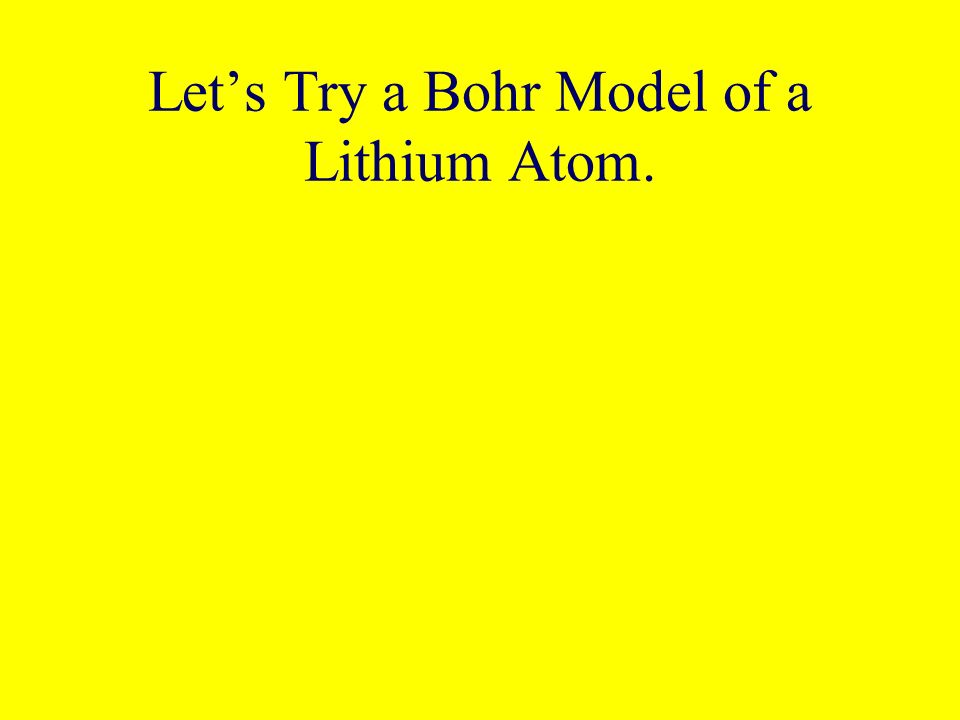 Let’s Try a Bohr Model of a Lithium Atom.