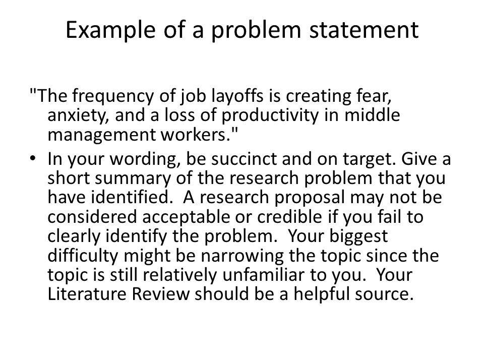 Example of problem statement in research proposal