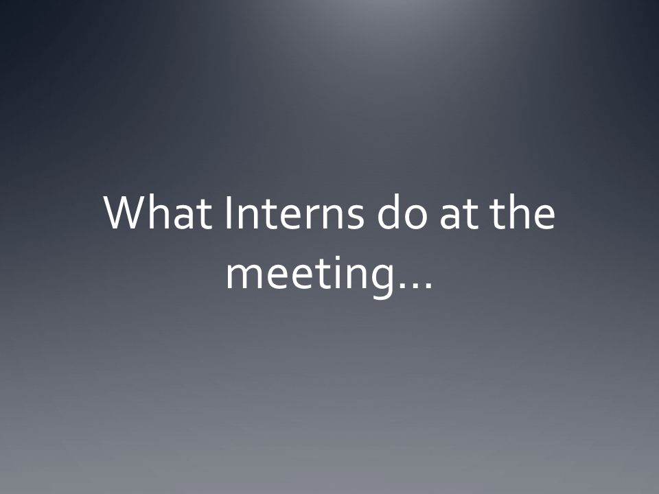 What Interns do at the meeting…