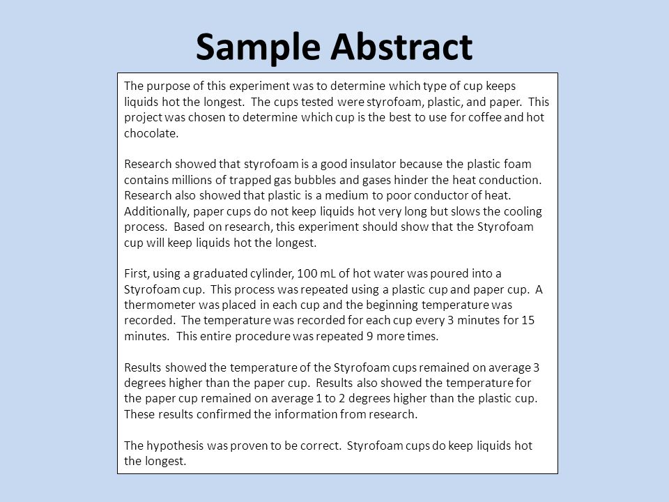 sample science fair research paper 7th grade