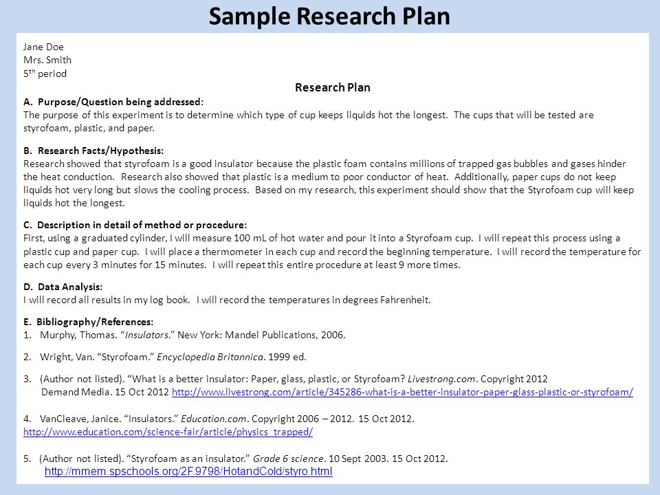 how to write a research plan for science fair