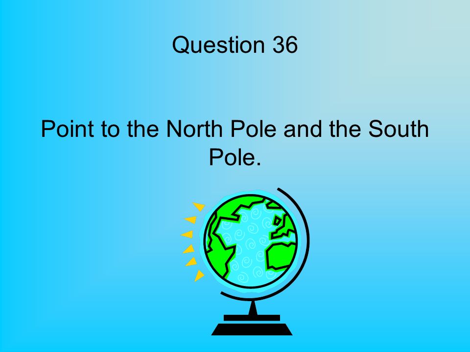 Question 36 Point to the North Pole and the South Pole.