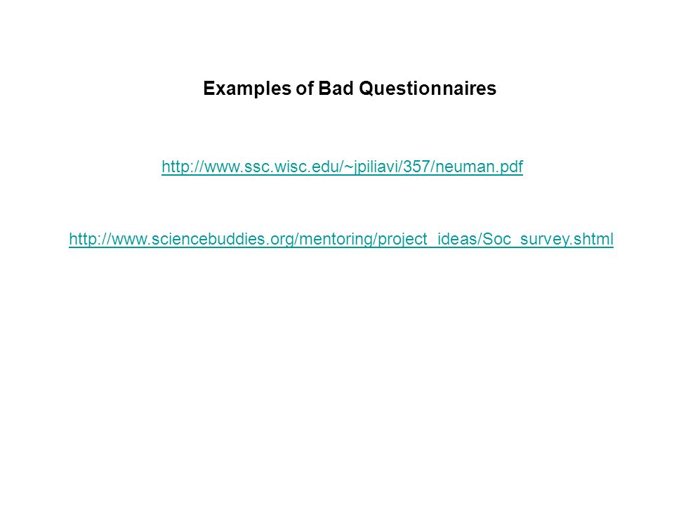 Examples of Bad Questionnaires