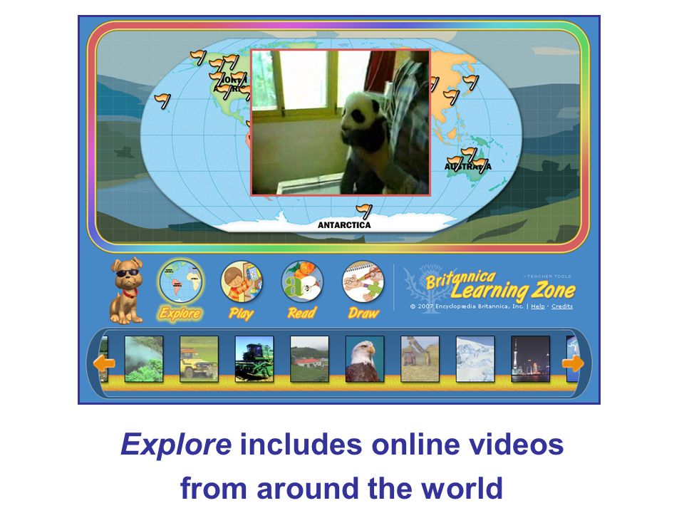 Explore includes online videos from around the world