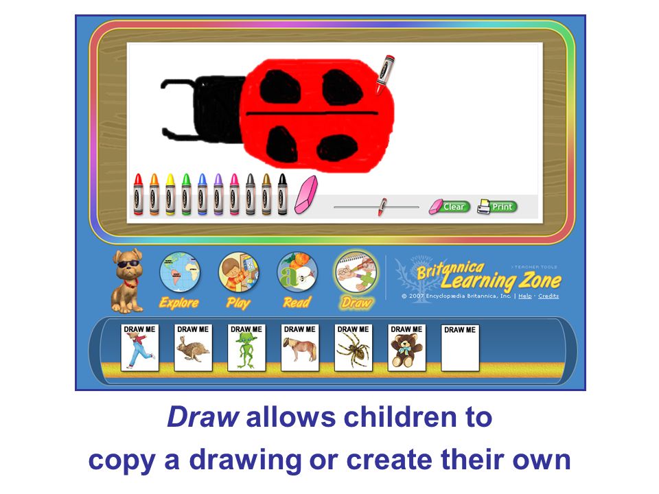 Draw allows children to copy a drawing or create their own