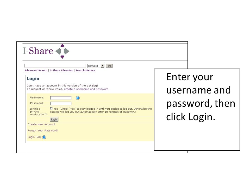 Enter your username and password, then click Login.