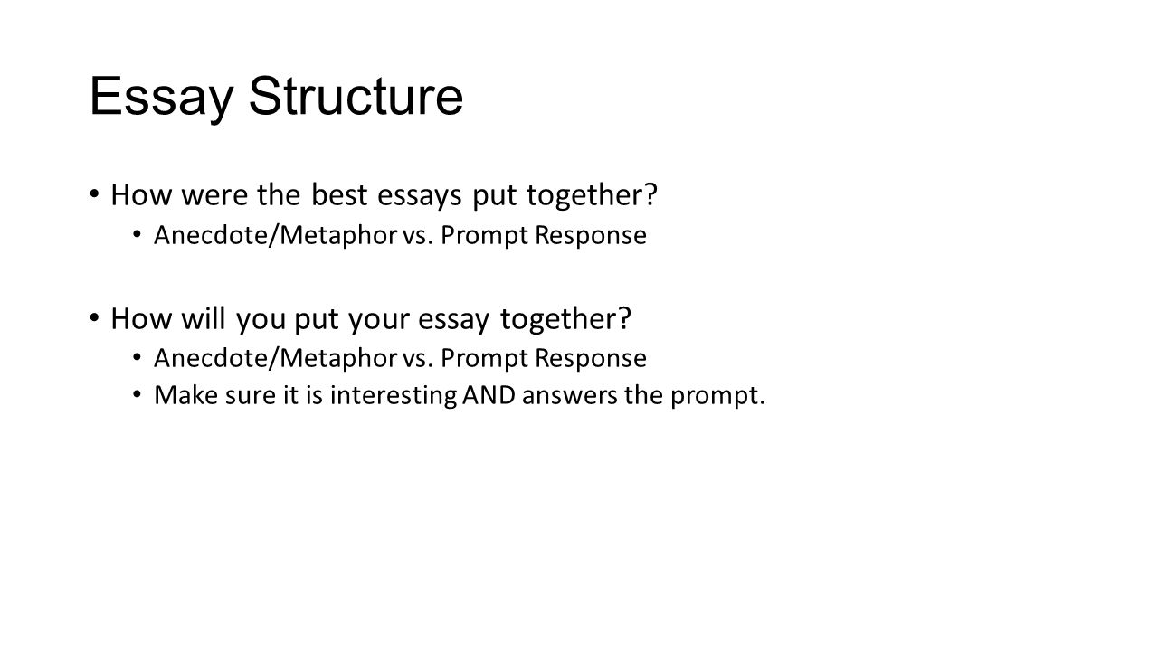 Essay Structure How were the best essays put together.