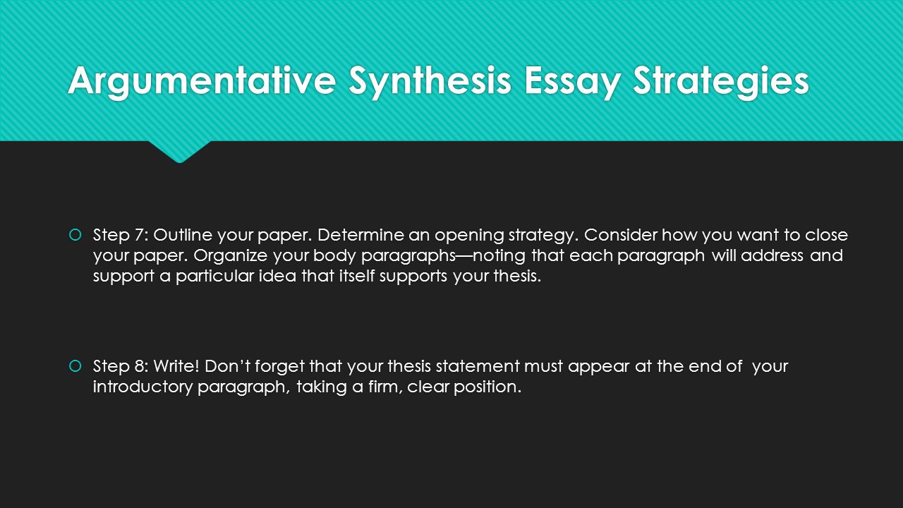 THE ARGUMENTATIVE (SYNTHESIS) ESSAY A QUICK GUIDE. - ppt download