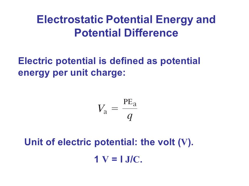 Electric Potential. Electrostatic Potential Energy and Potential 