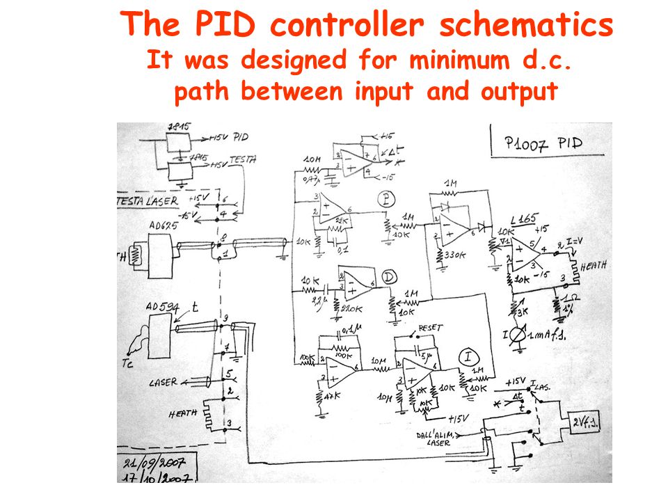 The PID controller schematics It was designed for minimum d.c. path between input and output