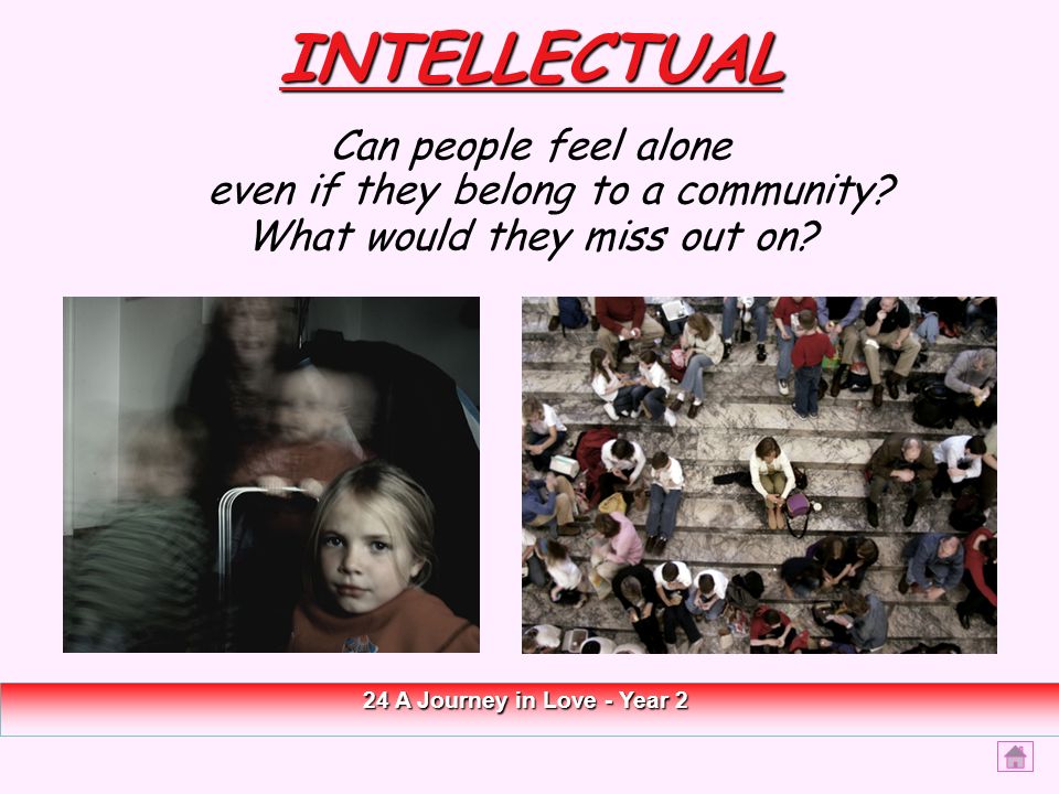 INTELLECTUAL Can people feel alone even if they belong to a community.